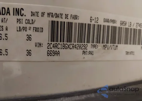 2012 Chrysler Town & Country Touring z USA, uszkodzony, nr VIN 2C4RC1BGXCR420292